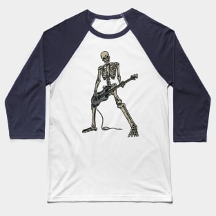 Skeleton Playing Guitar for Rock Music Lover Present and Hardcore Music Fan Gift Baseball T-Shirt